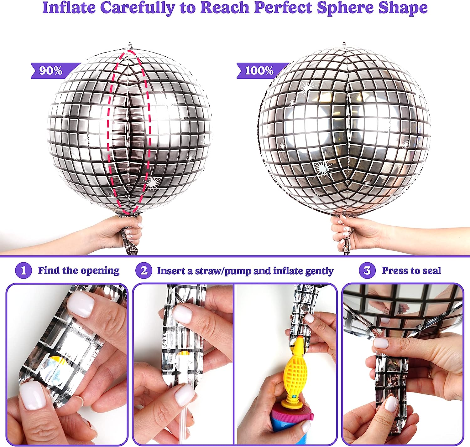 Disco 4D Silver Holographic Foil Balloons 22 Inches Disco Ball Balloons - Preppy Kids (Grand Bazaar)