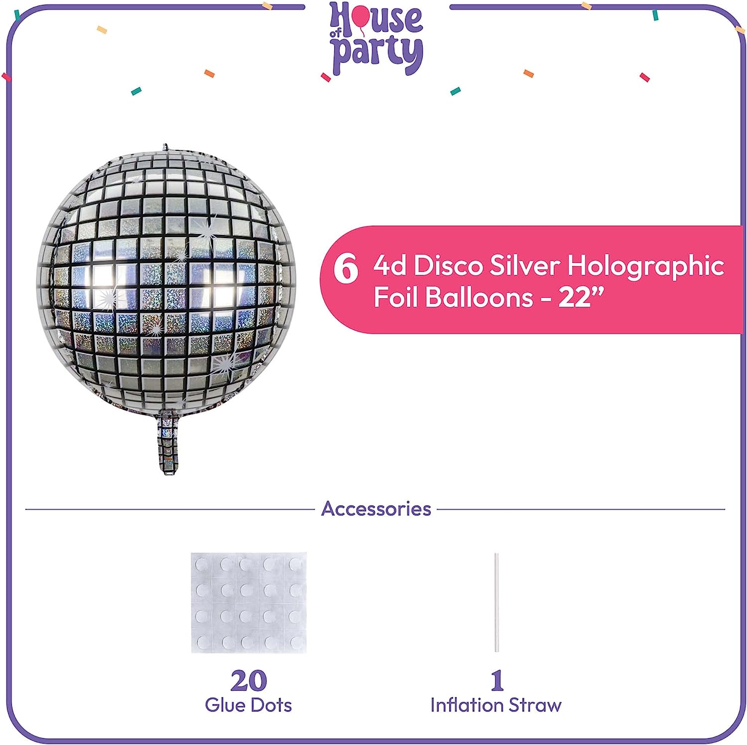 Disco 4D Silver Holographic Foil Balloons 22 Inches Disco Ball Balloons - Preppy Kids (Grand Bazaar)