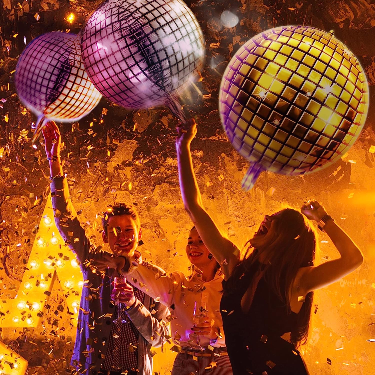 Disco 4D Silver Holographic Foil Balloons 22 Inches Disco Ball Balloons - Preppy Kids (Grand Bazaar)