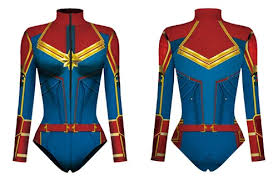 Captain Marvel themed long-sleeve bodysuit