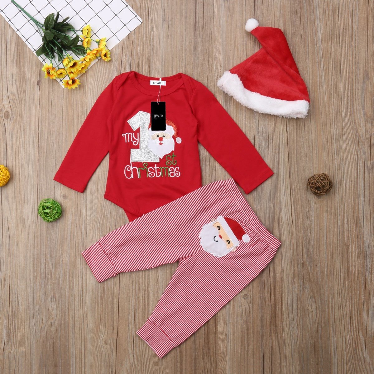 My First Christmas Onesie 3pc Set outfit
