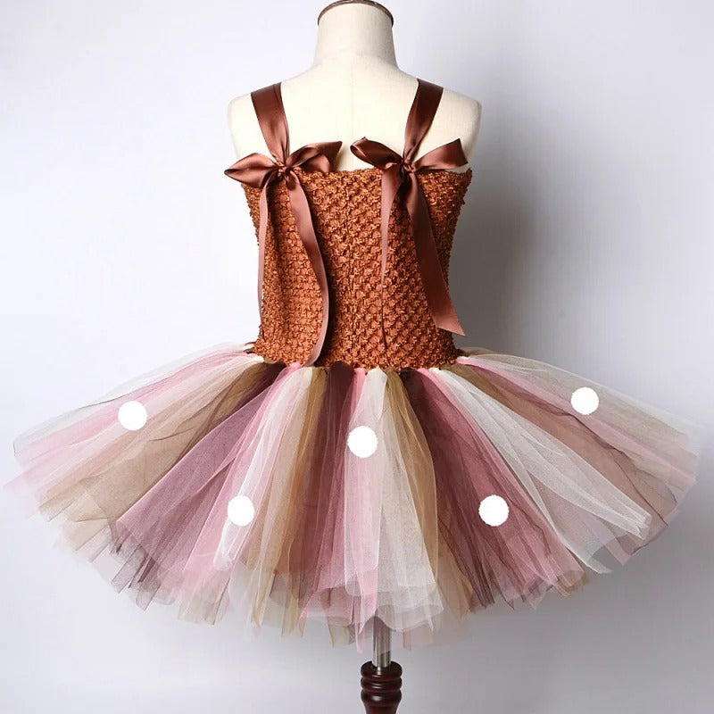 Christmas Brown Deer Costumes Tutu Skirt Reindeer outfit dress cosplay - Preppy Kids (Grand Bazaar)
