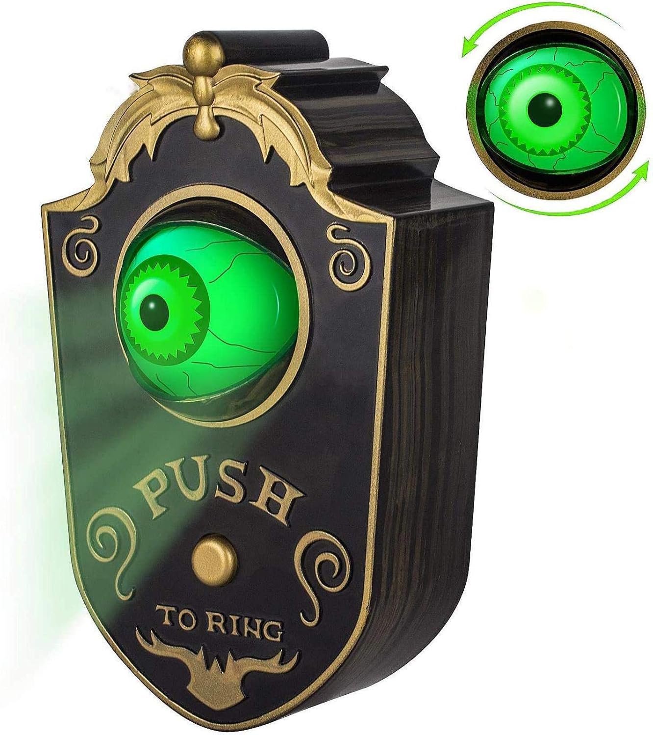 Halloween Doorbell, Haunted Doorbell Animated Eyeball Halloween Decor with Spooky Sounds Video - Preppy Kids (Grand Bazaar)