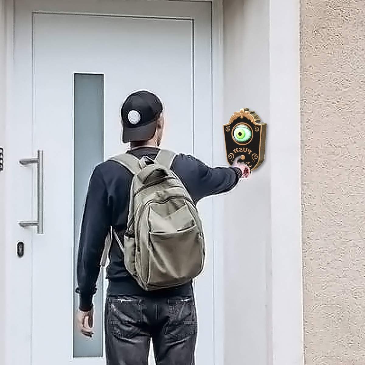 Halloween Doorbell, Haunted Doorbell Animated Eyeball Halloween Decor with Spooky Sounds Video - Preppy Kids (Grand Bazaar)