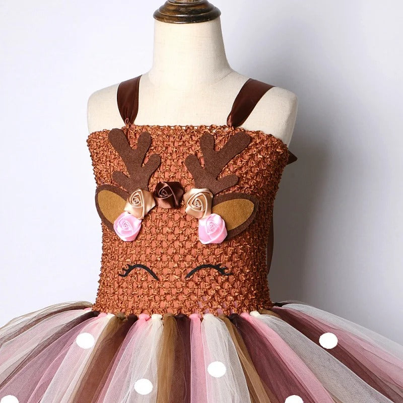 Christmas Brown Deer Costumes Tutu Skirt Reindeer outfit dress cosplay - Preppy Kids (Grand Bazaar)
