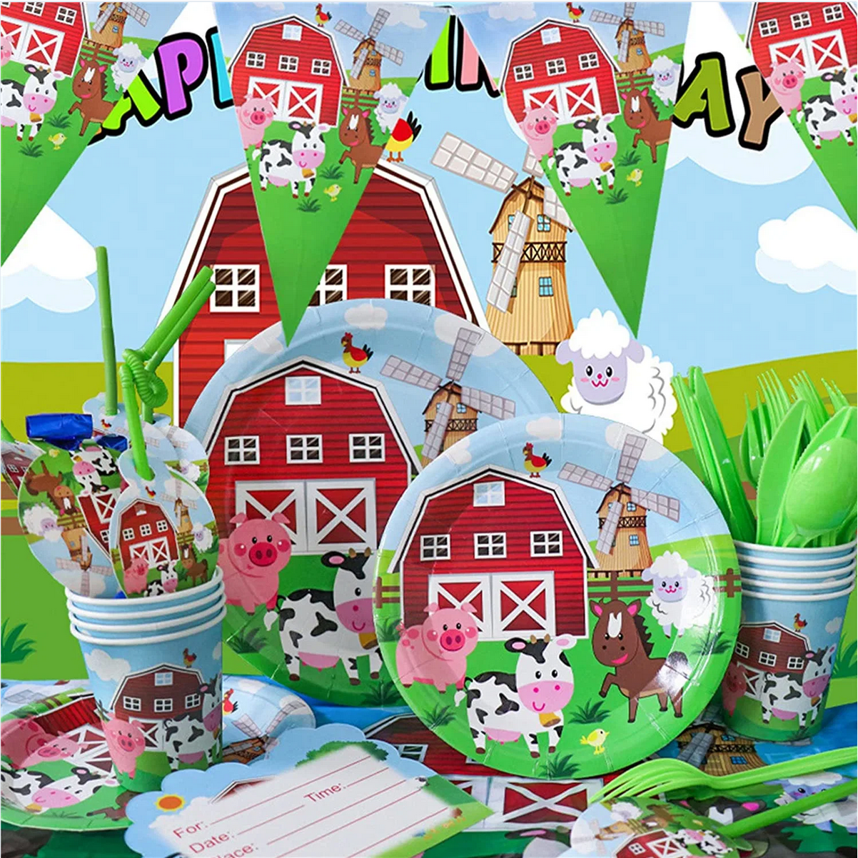 Farm Animals Party decoration package Cow - Preppy Kids (Grand Bazaar)