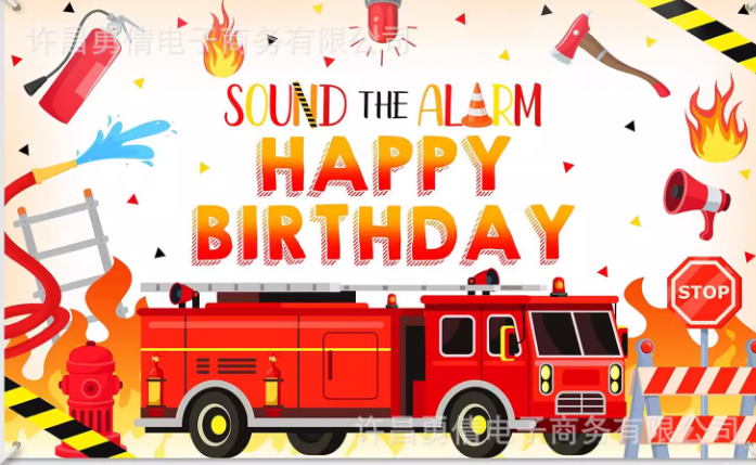 FIRETRUCK Party Decoration Package With Backdrop