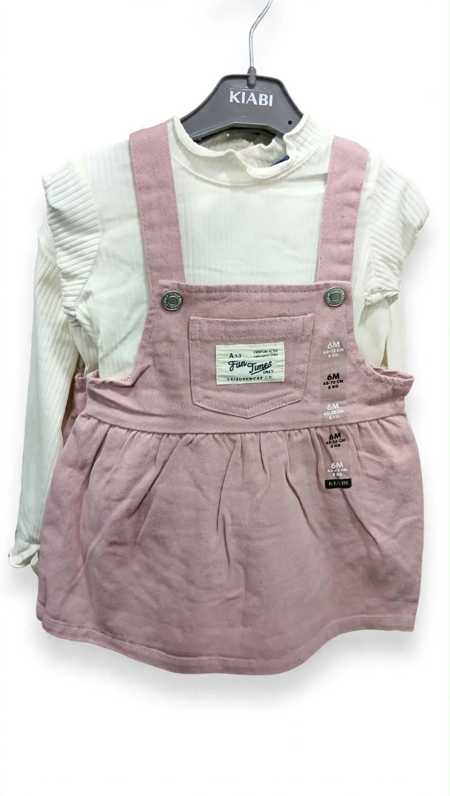 Kiabi Pink Pinafore Dress & White Top Set