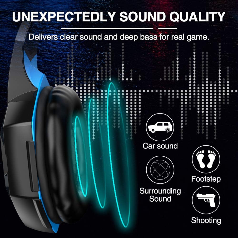 G2000 Pro Gaming Headset, Bass Surround Gaming Headphones with Noise Cancelling Mic, LED Lights, Soft Memory Earmuffs for PS5/ PS4/ Xbox One - Preppy Kids (Grand Bazaar)