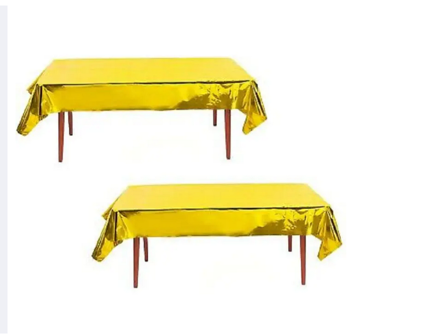 Metallic Tablecloth Disposable Foil Tablecloth Waterproof Shiny Plastic Table Cover Wedding Anniversary Birthday Party Decoration - Preppy Kids (Grand Bazaar)