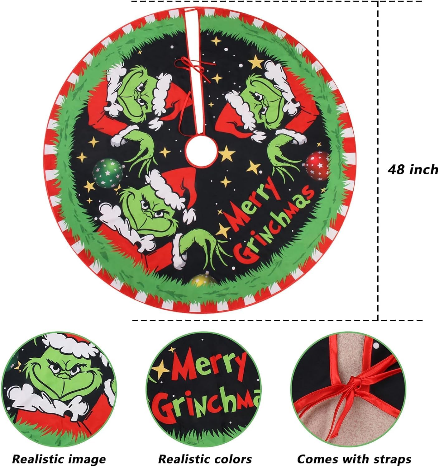 Grinch Christmas Tree Skirt (48 inches) XMAS mat