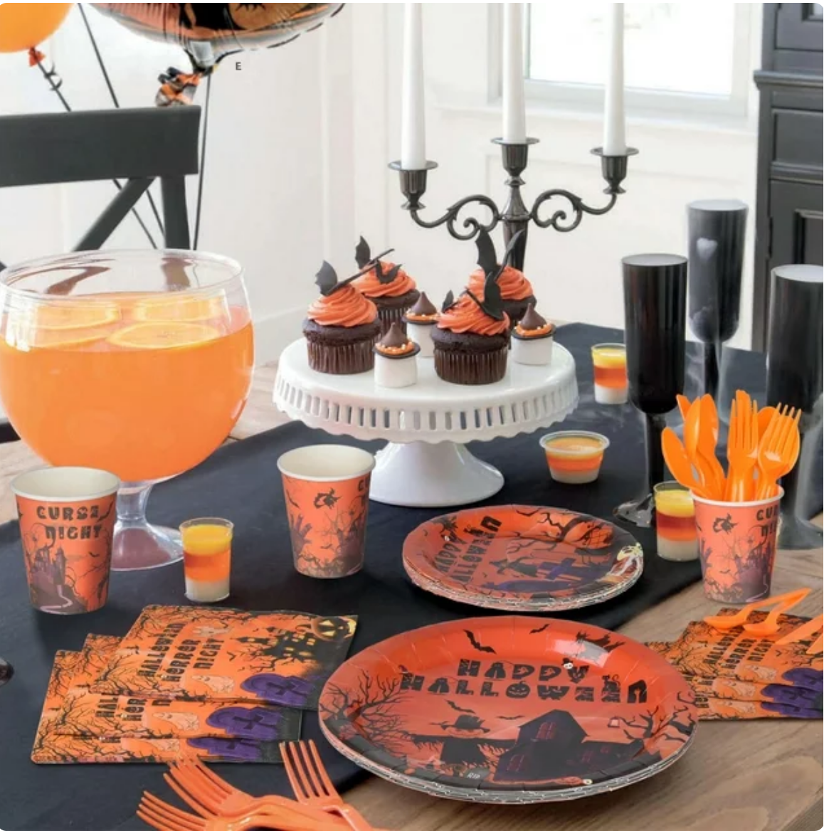 Halloween Party Decoration Tableware Package plates cups knives forks spoons tablecloth