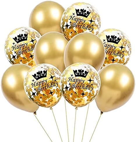 Happy Birthday Latex Gold Confetti Balloons Set HBD - Preppy Kids (Grand Bazaar)