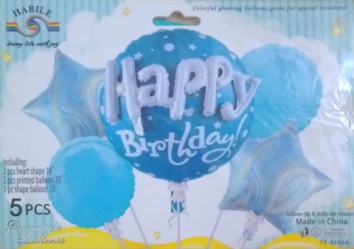 2D Happy Birthday Foil Balloon (Blue) - Preppy Kids (Grand Bazaar)