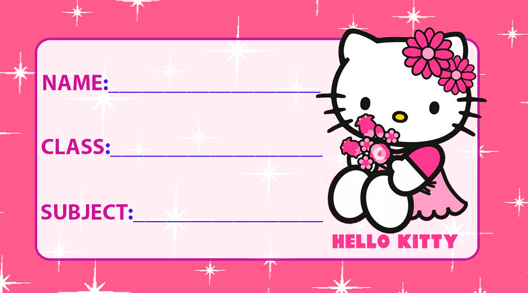 Hello Kitty School book Labels (Waterproof)