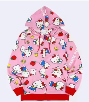 Sanrio Hello Kitty Pink & Red 3D Zipper Hoodie