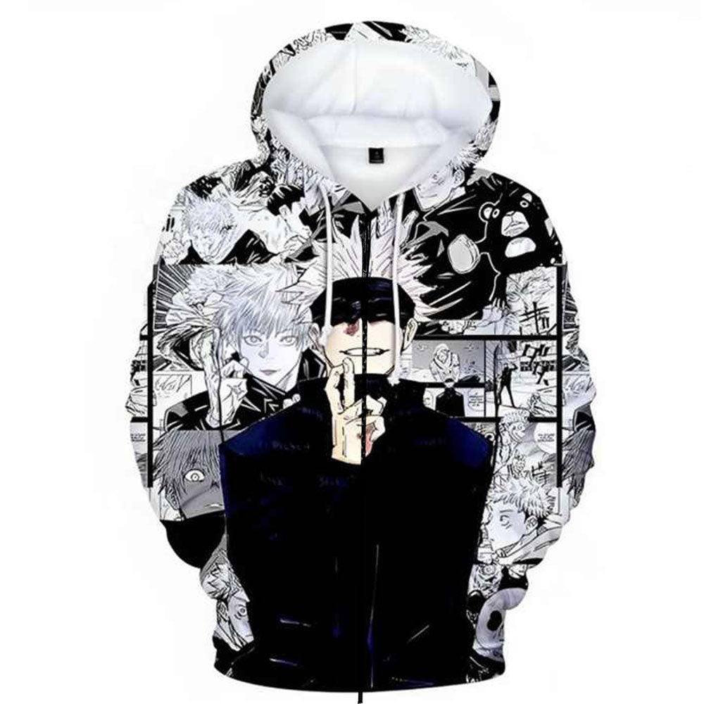 Jujutsu Kaisen Gojo 3D Zipper Hoodie (White)