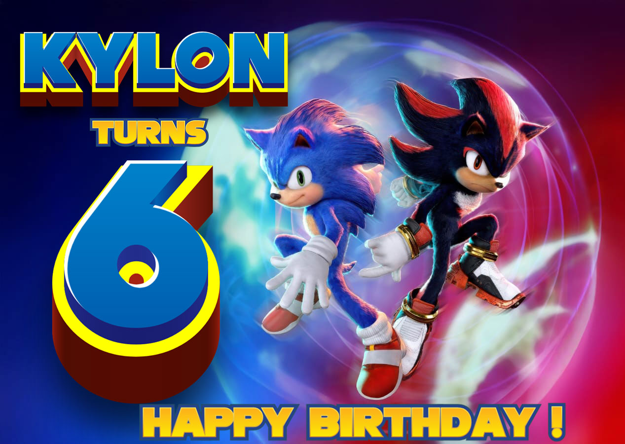 Sonic Shadow Hedgehog Customized birthday backdrop 5ft x 3ft