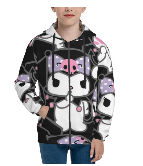 Kuromi & My Melody Zipper Hoodie 3D - Preppy Kids (Grand Bazaar)
