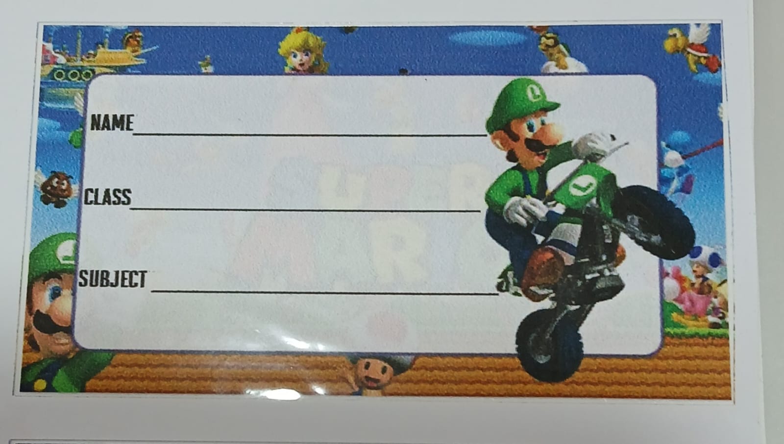 Mario Luigi Motor Bike Book labels