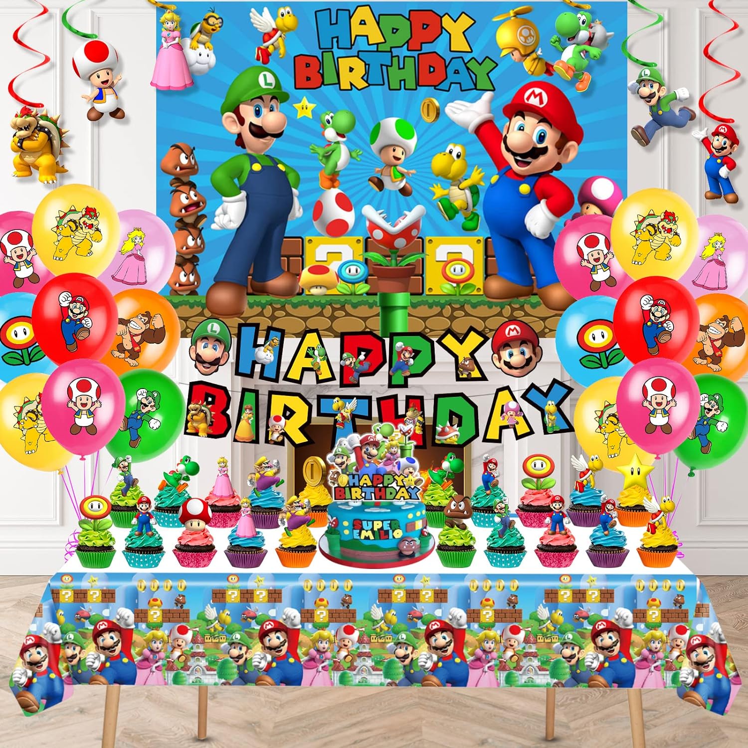 Marios Brothers Virtual Party Party Decoration Package - Preppy Kids (Grand Bazaar)