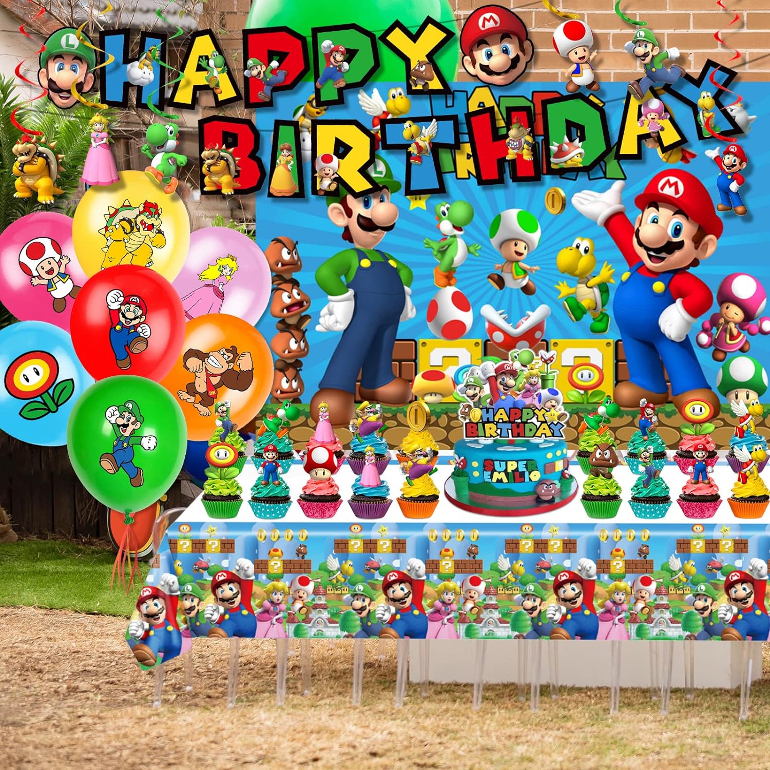 Marios Brothers Virtual Party Party Decoration Package - Preppy Kids (Grand Bazaar)