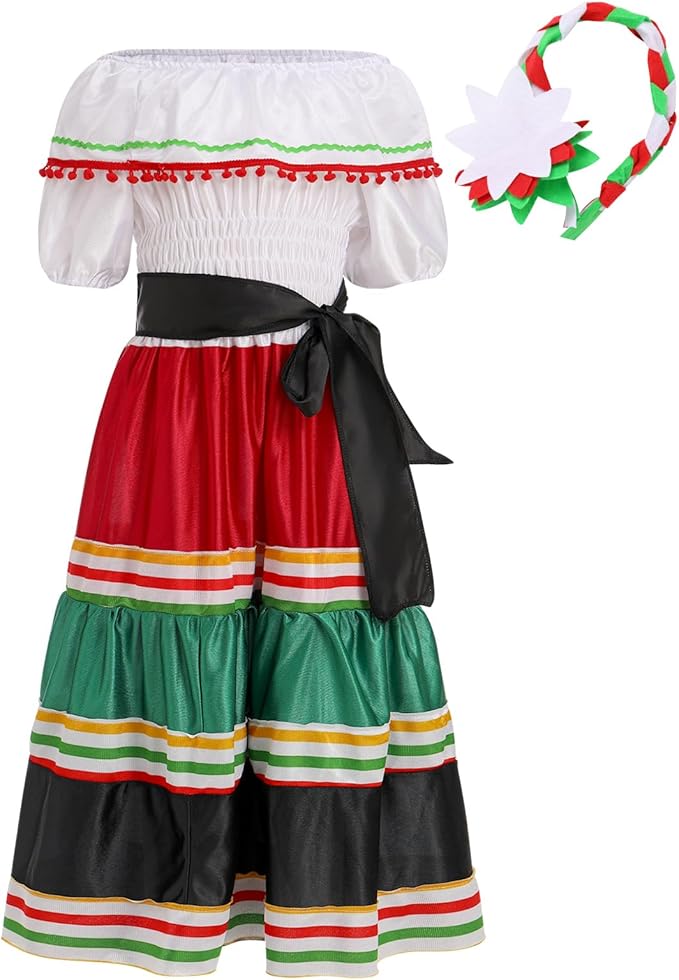 Mexican Festival Dress Spanish Traditional Folk Dance outfit - Preppy Kids (Grand Bazaar)