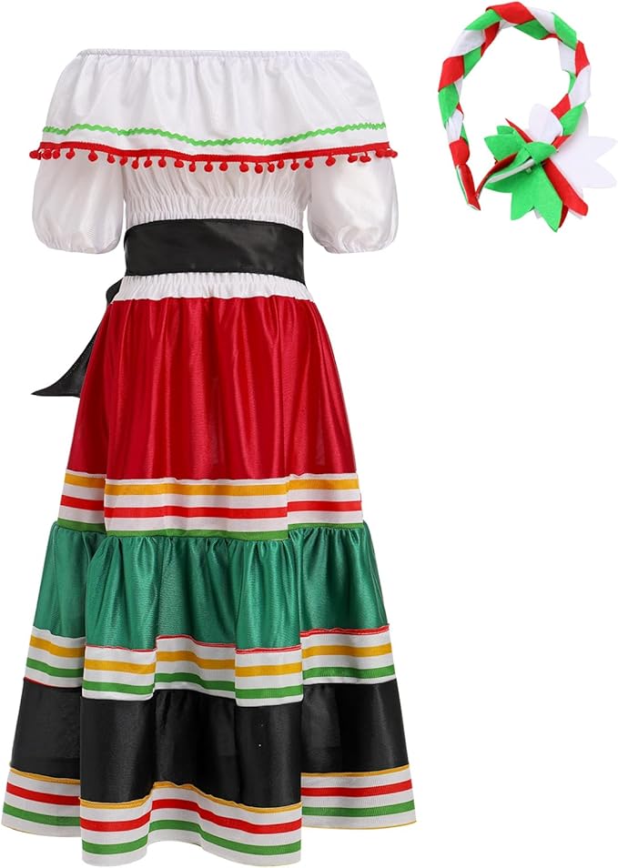 Mexican Festival Dress Spanish Traditional Folk Dance outfit - Preppy Kids (Grand Bazaar)