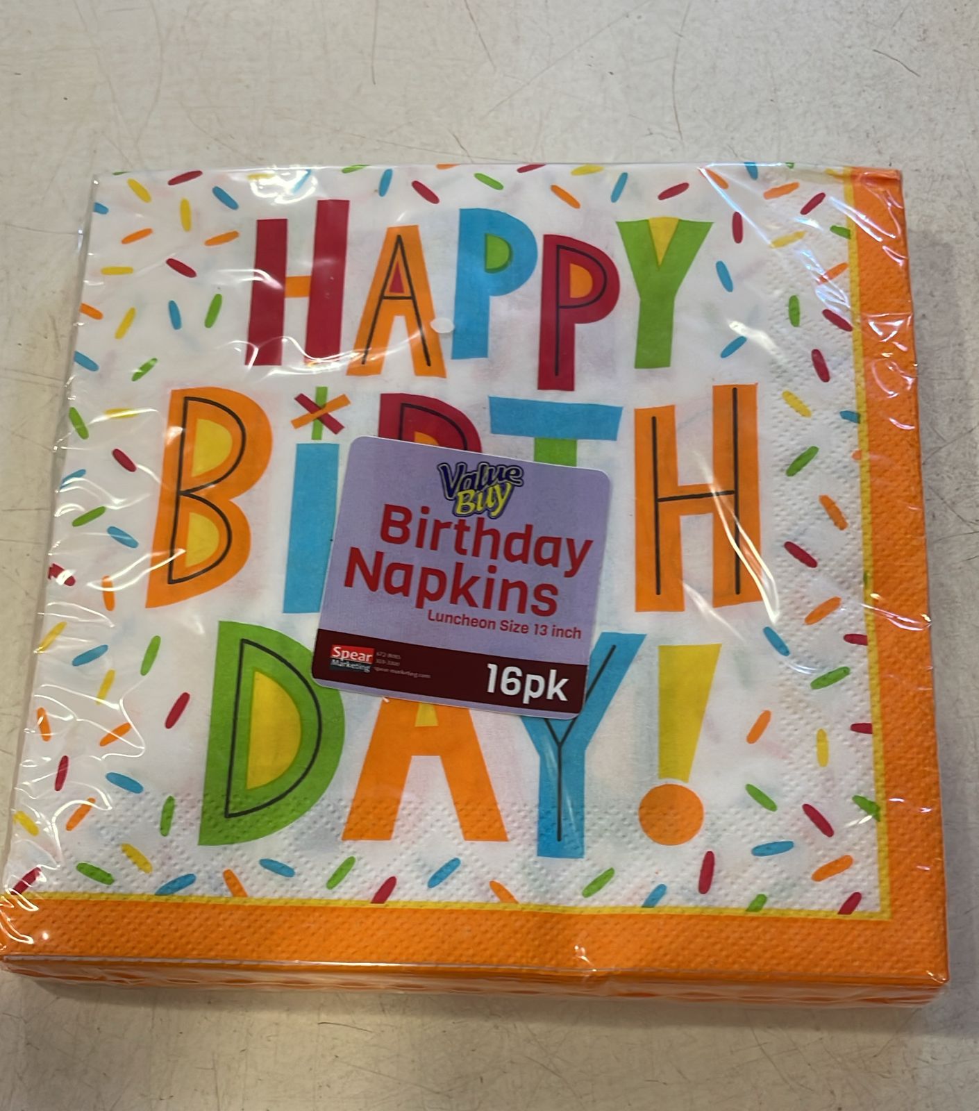 Orange Sprinkles Happy Birthday Napkins (16 pk)