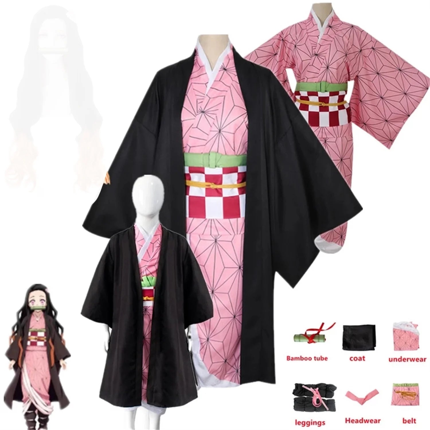 Nezuko Kids to adult sizes Demon Slayer Cosplay costume outfit - Preppy Kids (Grand Bazaar)