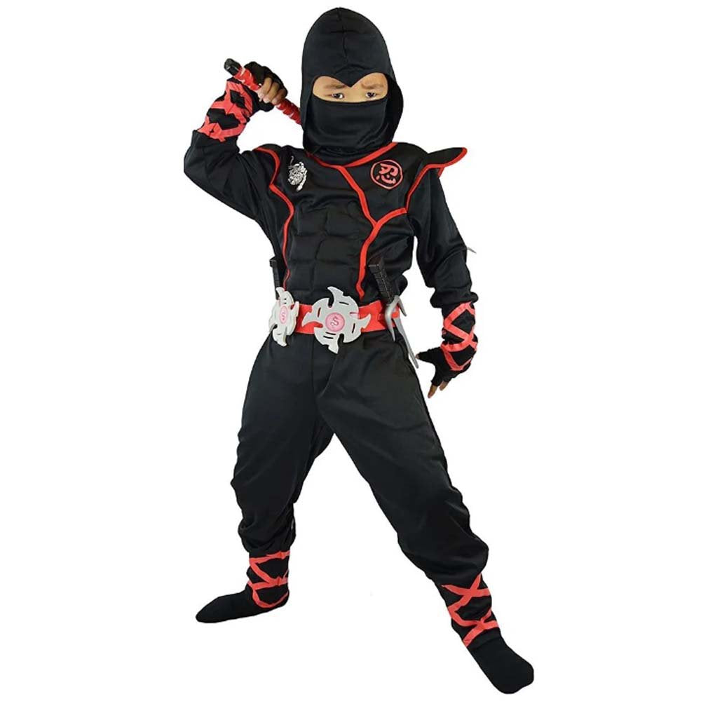 Ninja Black Red Costume Suit COSPLAY