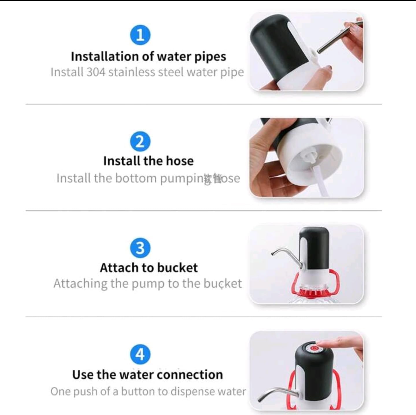 Rechargeable One-Touch Water Pump – Fits 2–5 Gallon Bottles | BPA-Free, Portable & Easy to Install – Ideal for Home, Office & Travel