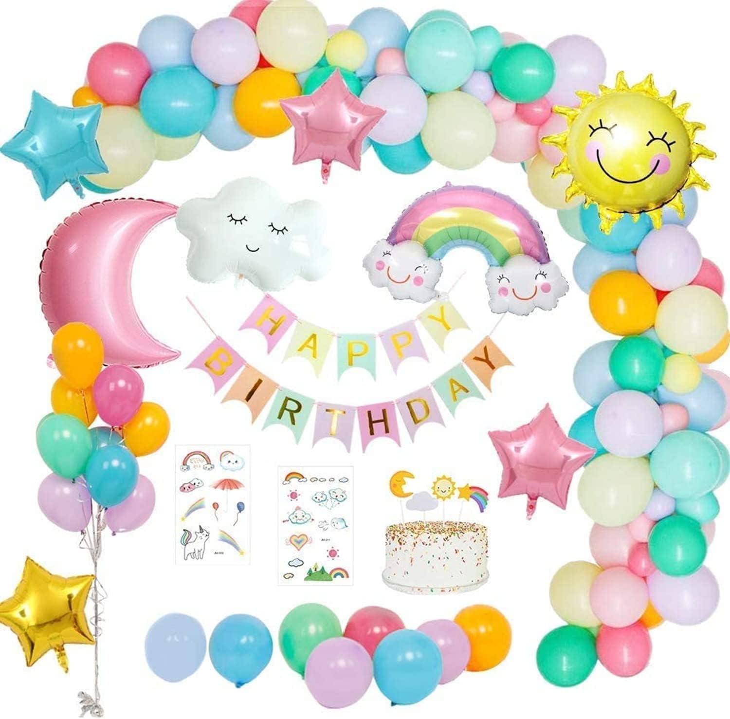 Moon Sun Rainbow Cloud Balloons Decorations Birthday Party Decorations Sky Theme - Preppy Kids (Grand Bazaar)
