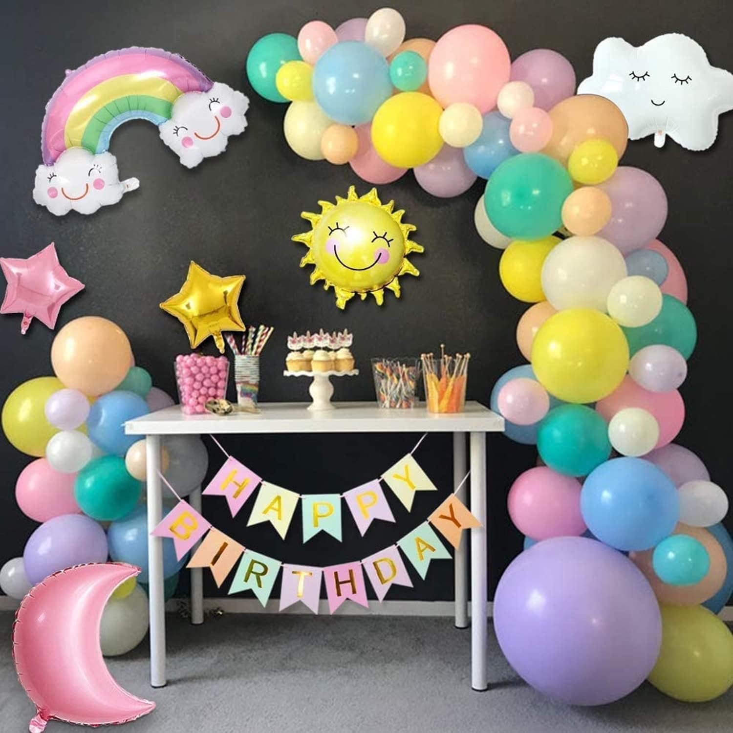 Moon Sun Rainbow Cloud Balloons Decorations Birthday Party Decorations Sky Theme - Preppy Kids (Grand Bazaar)