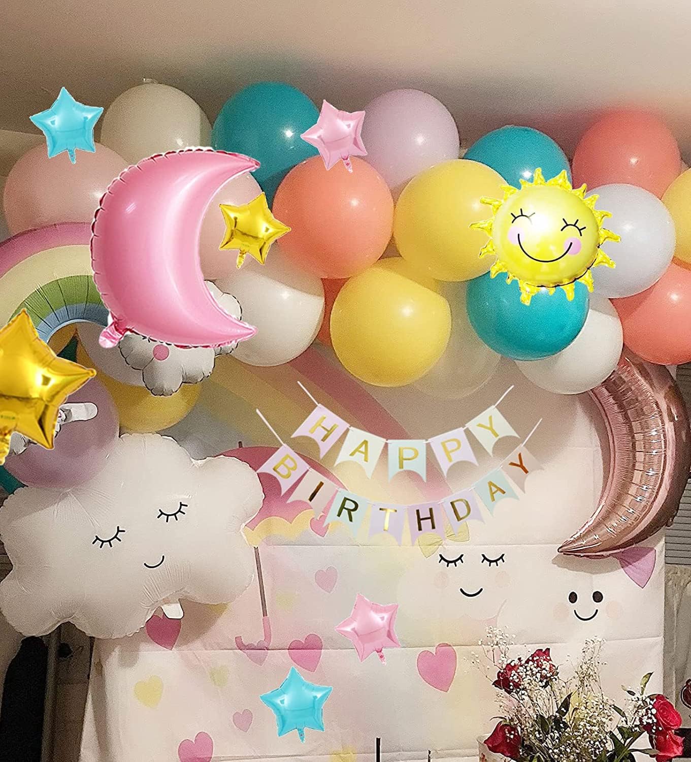 Moon Sun Rainbow Cloud Balloons Decorations Birthday Party Decorations Sky Theme - Preppy Kids (Grand Bazaar)