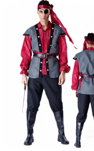 Adult Red and Black Pirate Costume