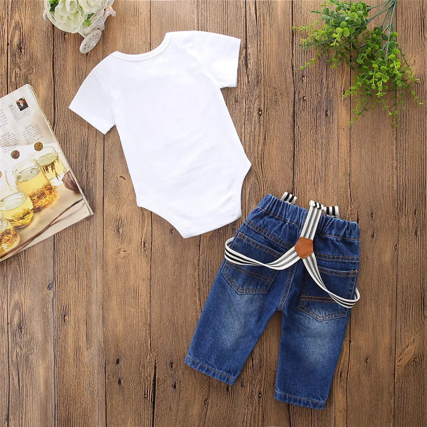 The Gentleman 1st Birthday one Boy outfit with romper suspender (2pc) first