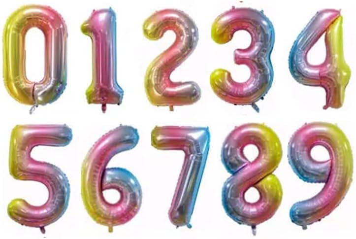 40" Number Rainbow Foil Helium Balloons 40 inch