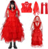 Lydia Deetz Adult Red Dress Beetlejuice Lydia Cosplay Costume Halloween Party Suit Astrid - Preppy Kids (Grand Bazaar)