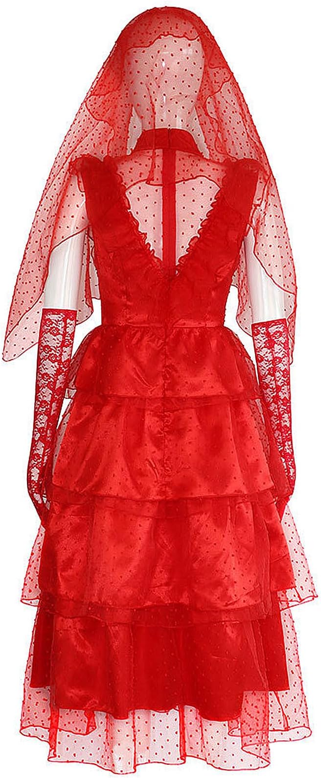 Lydia Deetz Adult Red Dress Beetlejuice Lydia Cosplay Costume Halloween Party Suit Astrid - Preppy Kids (Grand Bazaar)