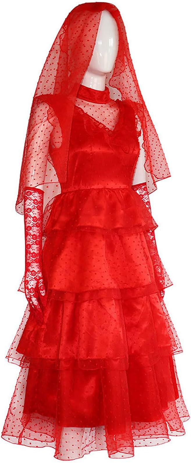 Lydia Deetz Adult Red Dress Beetlejuice Lydia Cosplay Costume Halloween Party Suit Astrid - Preppy Kids (Grand Bazaar)