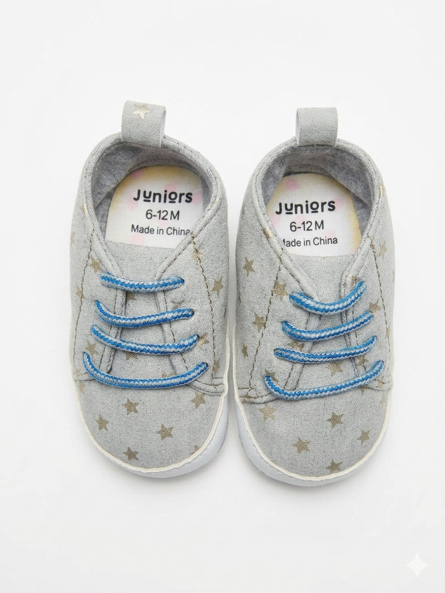 Juniors Grey stars baby shoes