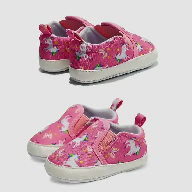 Pink unicorn slip-on baby sneakers
