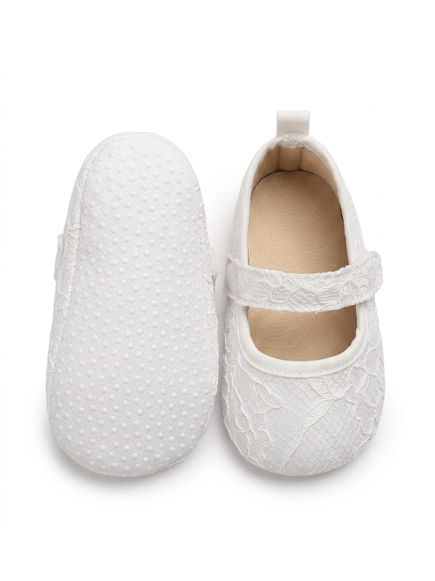 White lace design Mary Jane flats