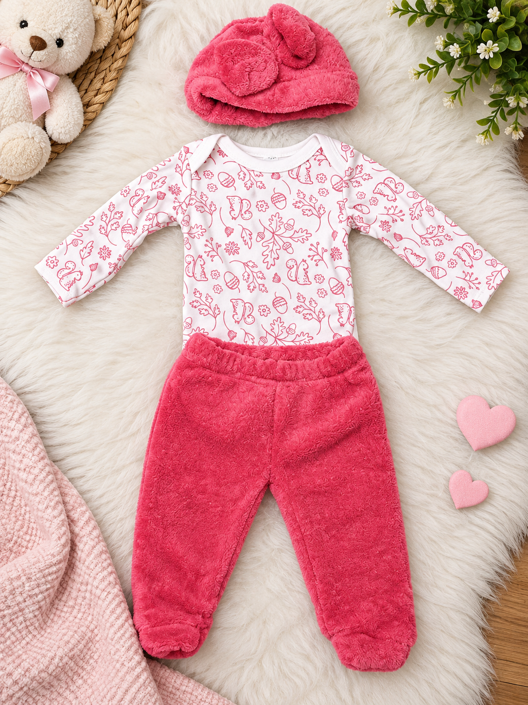 Tangerine Baby Pink 3-Piece Infant Layette set
