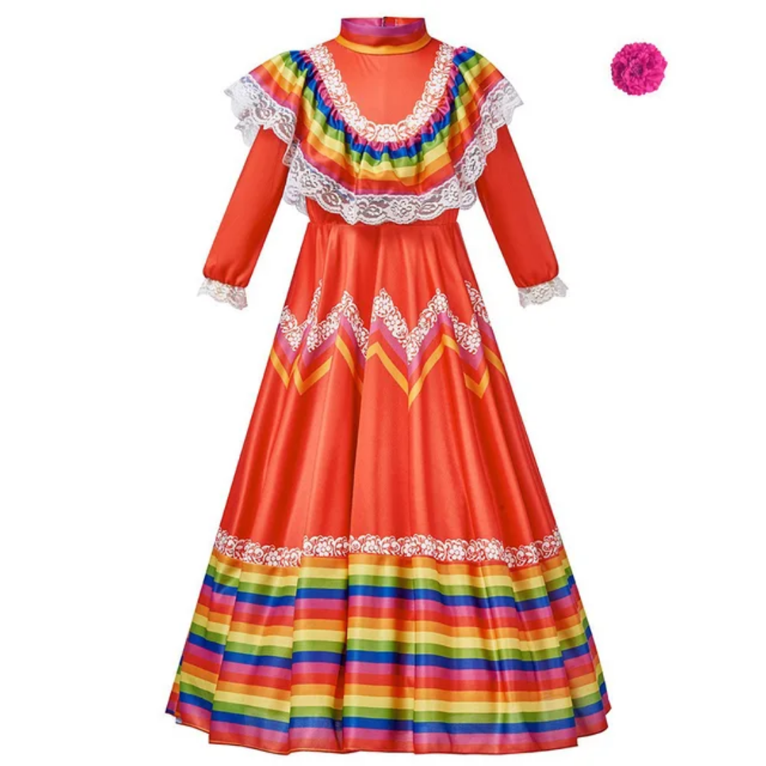 Girl Mexican Dress Red Traditional