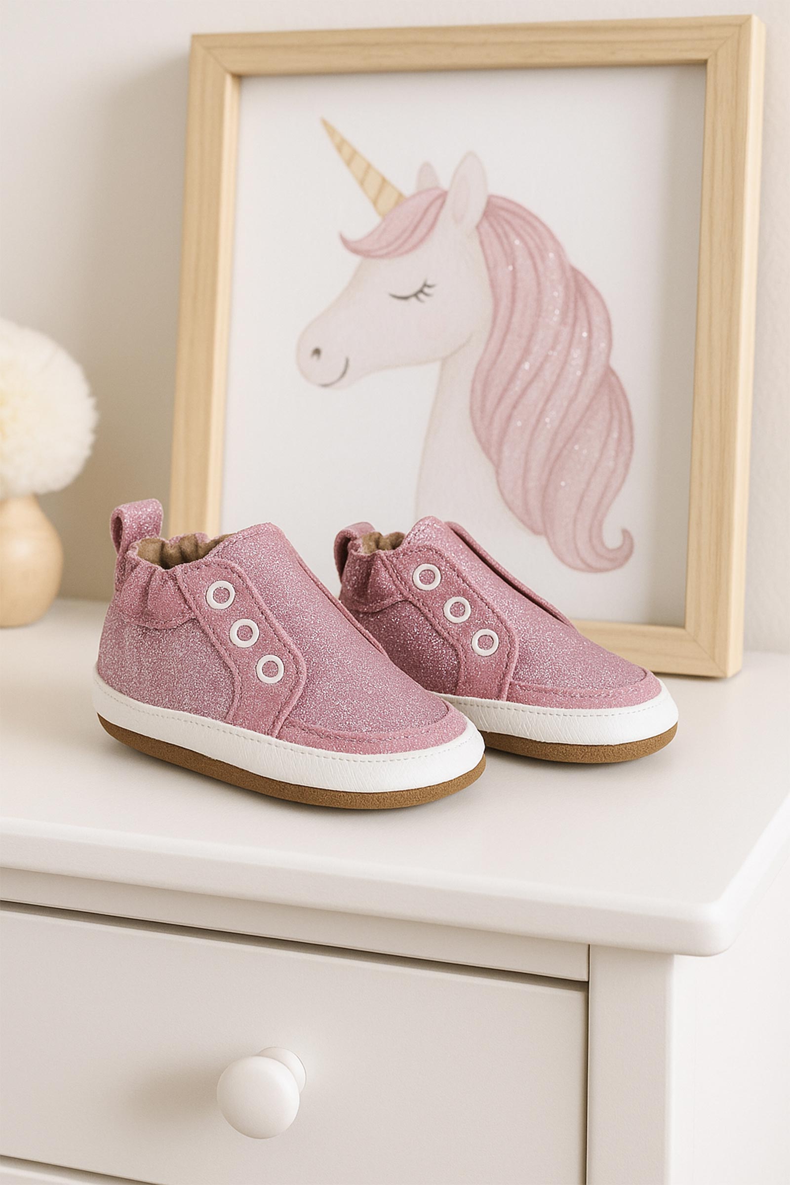 Robeez pink glitter soft soles shoes