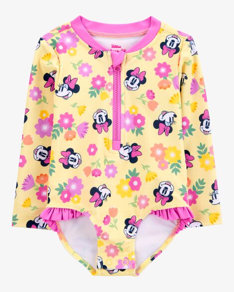Baby Disney© Minnie Mouse 1-Piece Rashguard Swimsuit - Yellow/Pink