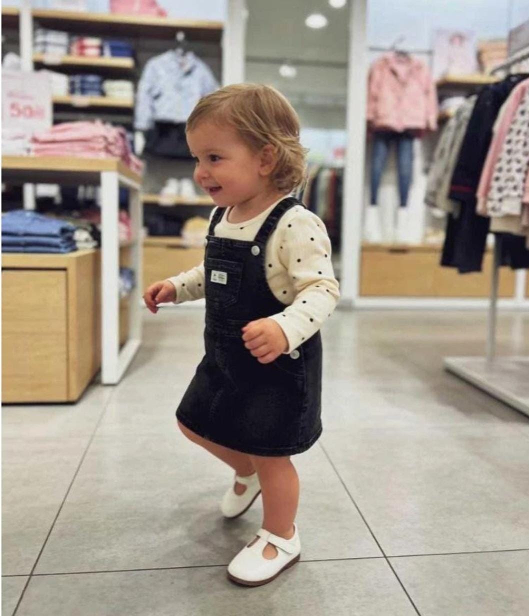 Kiabi Black Denim Pinafore Dress & Polka Dot Top Set
