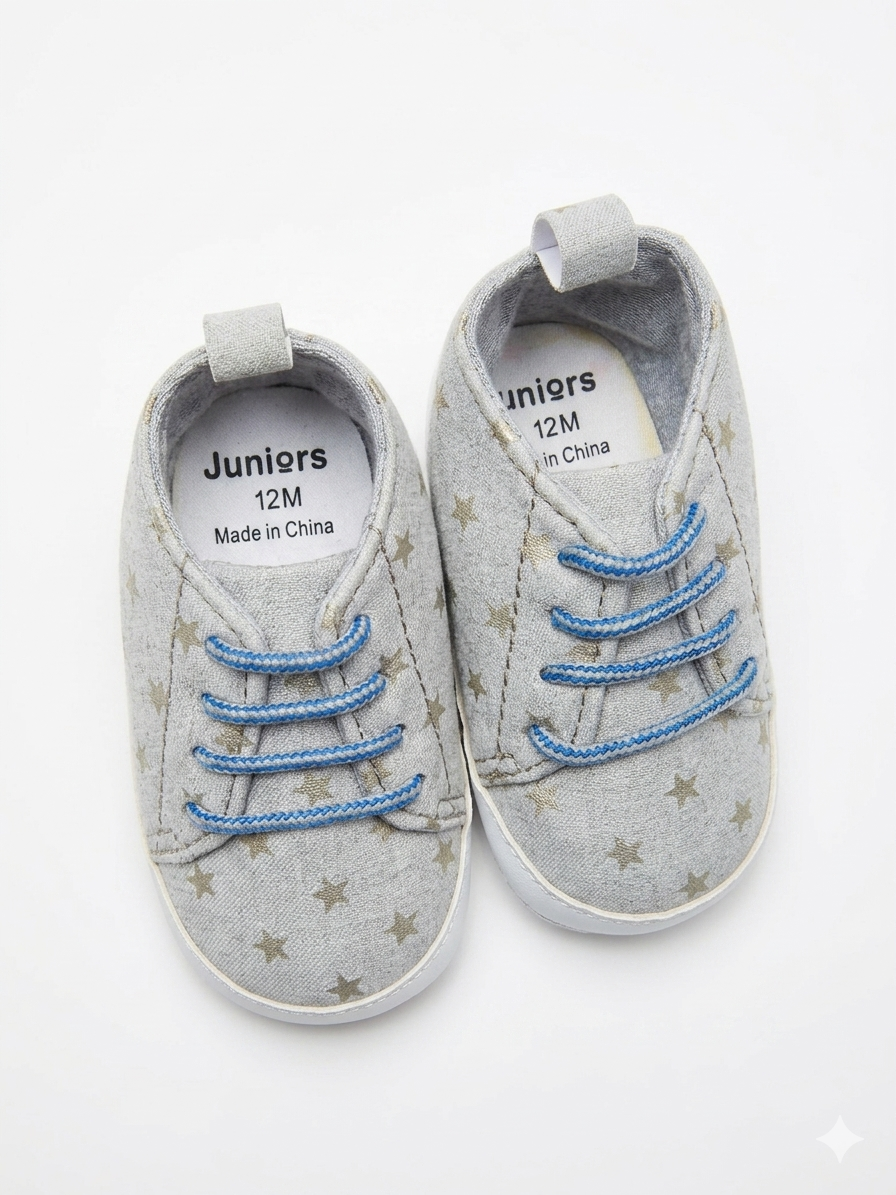 Juniors Grey stars baby shoes